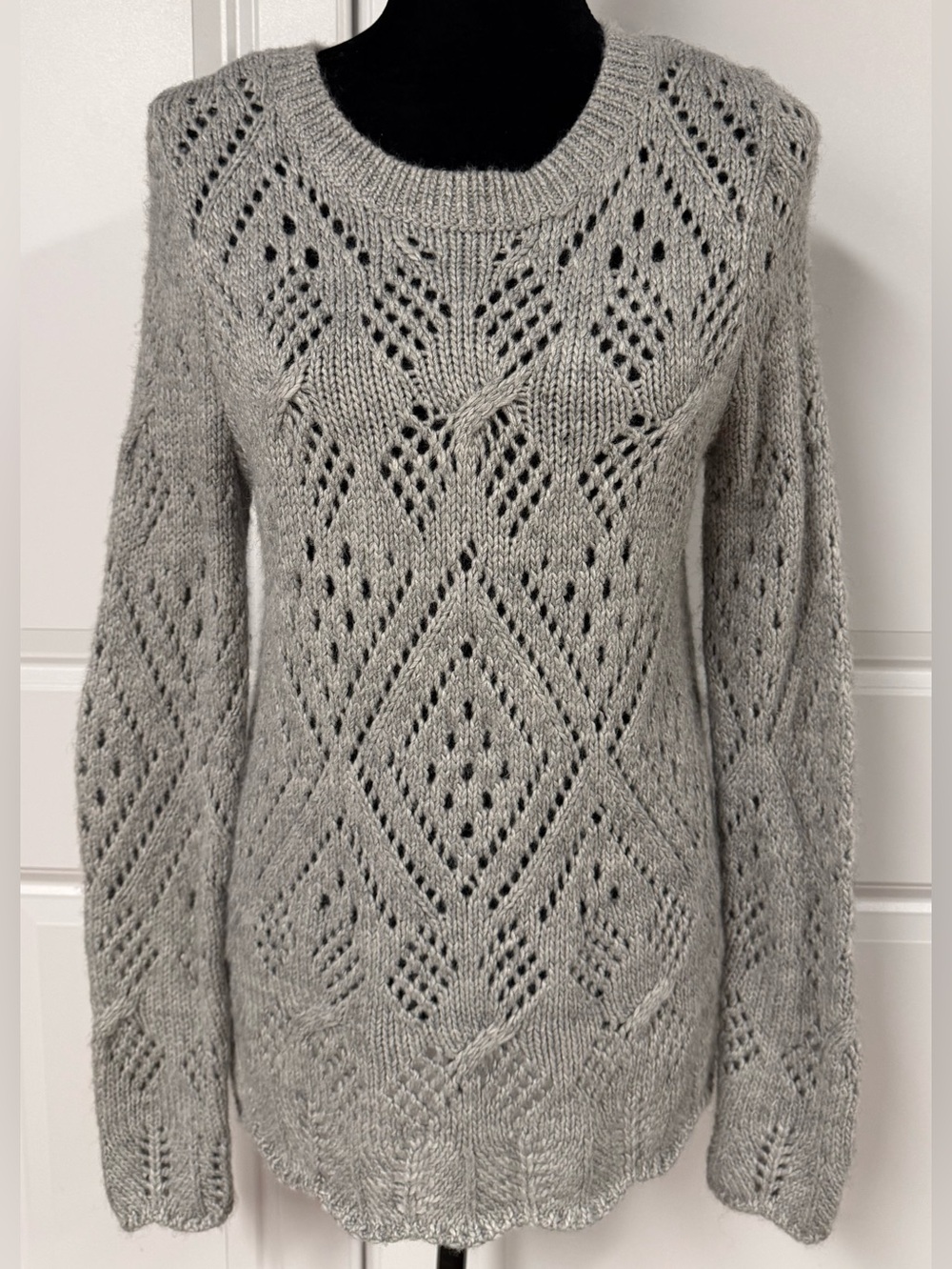 Loft Open Knit Scoop Neck Sweater